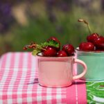 Raccolta di ciliegie in un borgo laziale, partecipanti sorridenti nei filari di alberi fioriti.